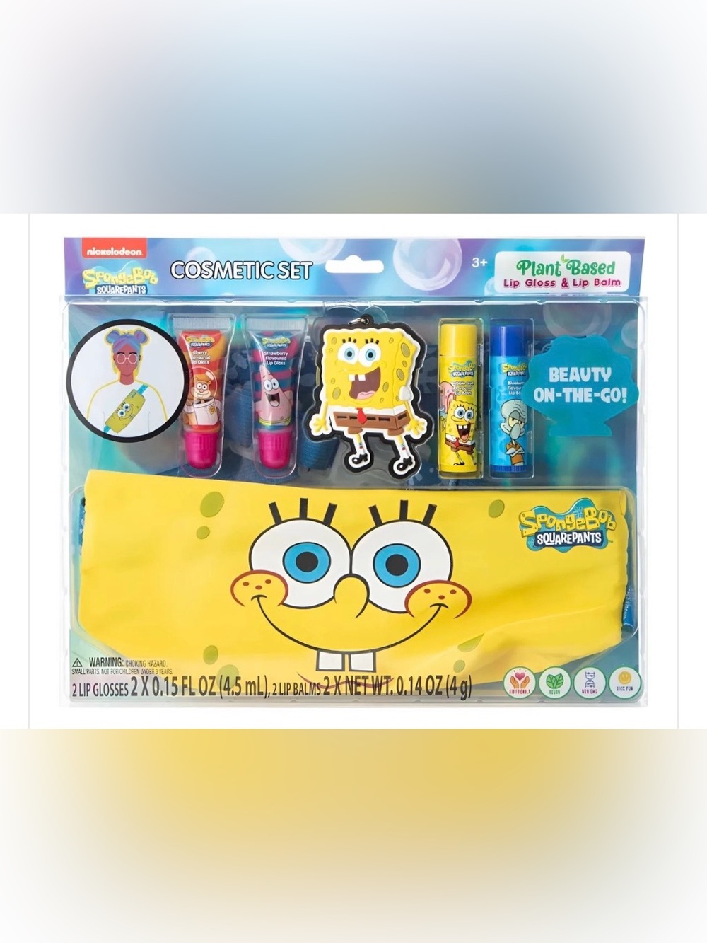 SpongeBob Squarepants Cosmetic Set  Lip Balm & Lip Gloss Set NWT